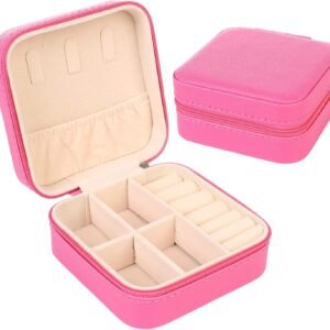KElofoN Travel jewelry Organizer Travel jewelry case Travel Jewelry box Small Jewelry Organizer Box for Girls Women(1, Rosy)