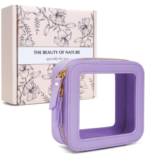 Clear Makeup Bags Case,TSA Approved Toiletry Bag with Zipper,Mini Clear Makeup Pouch Purse Small Organizer Fit Carry-on Travel Car Accessories Essentials Storage for Women (Mini Lavender) - Image 7