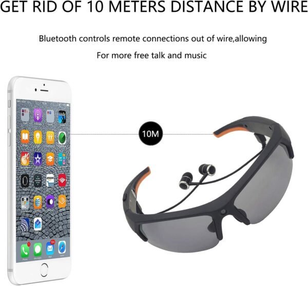 Bluetooth Camera Sunglasses for Men HD 1080P Video Recorder Camera with UV Protection Polarized Lens for Outdoor Sports Built-in 32GB Memory Card - Image 6