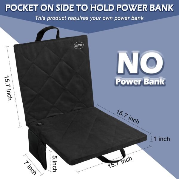 Portable Heated Stadium Seat, Thin Heated Seat Cushion【No Power Bank】 USB Powered, Stadium Seats for Bleachers, 3 Level Heated Chair Pad,Foldable Heated Seat for Indoor, Outdoor, Sports - Image 2