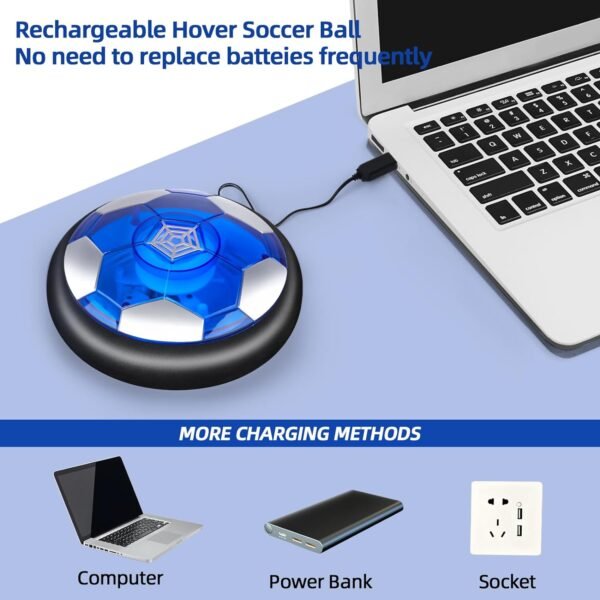 Hover Soccer Ball for Kids, 4-In-1 Air Floating Soccer Toy Set, Rechargeable Hover Soccer & Hockey Ball with LED Light, Indoor Outdoor Toys for Kids, Sport Toys for Boys Girls 3 4 5 6 7 8-12 Years Old - Image 5