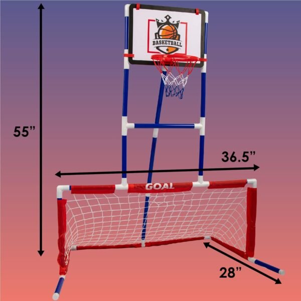 Island Genius 3 in 1 Sports Center for Kids Outdoor Toys for Kids Toddler Ages 3 4 5 6 7 8 Years Old | Basketball Hoop, Soccer Goal, and Hockey - Image 3