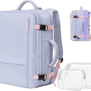 Travel Backpack for Women, Airline Approved Carry On Luggage As Personal Items, 17.3 inch Laptop Backpack, Waterproof Weekender Bag, Hiking Backpack(Purple)