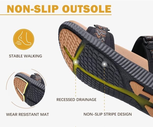KuaiLu Womens Orthopedic Walking Sandals Recovery Sport Outdoor Hiking Water Sandles Thick Athletic Cushion Adjustable Strap Sandals with Comfortable Plantar Fasciitis Arch Support - Image 9