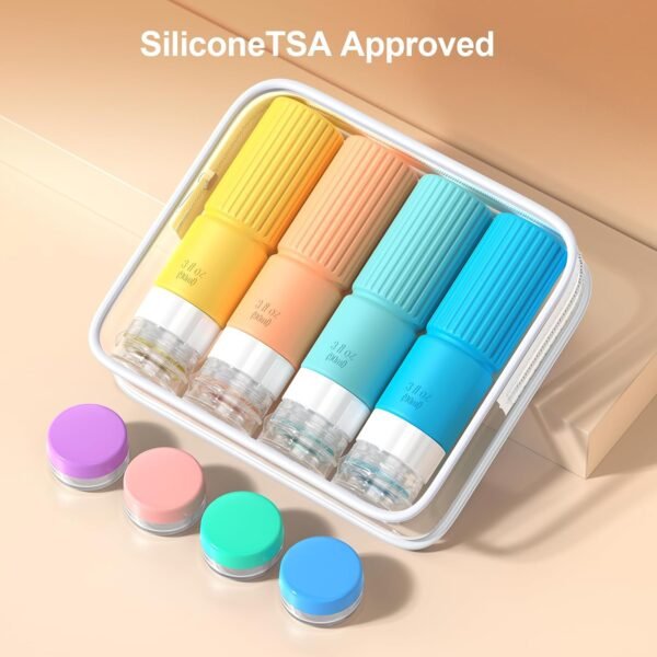 18pes Travel Bottles for Toiletries,TSA Approved Silicone Travel Containers jar for Toiletries,Leak Proof 3oz Refillable Liqus Shampoo And Conditioner Travel Essentials toiletry Bottles - Image 5
