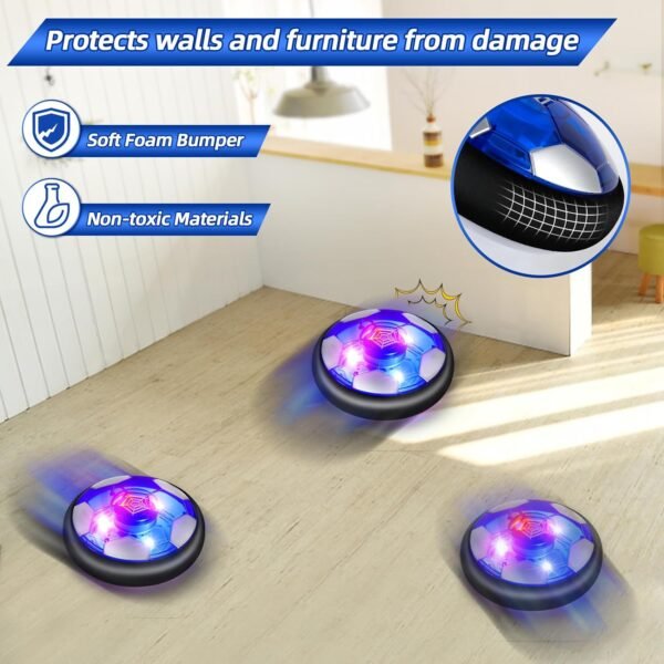 Hover Soccer Ball for Kids, 4-In-1 Air Floating Soccer Toy Set, Rechargeable Hover Soccer & Hockey Ball with LED Light, Indoor Outdoor Toys for Kids, Sport Toys for Boys Girls 3 4 5 6 7 8-12 Years Old - Image 3