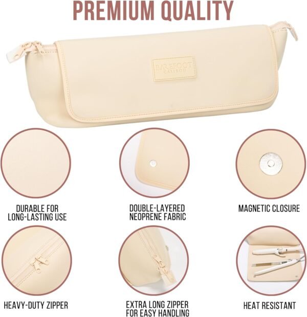 BAREFOOT CARIBOU Hair Tools Travel Bag and Heat Resistant Mat for Flat Irons, Straighteners, Curling Iron, and Haircare Accessories, 2-in-1 design, with Interior Pockets, Portable Organizer - Image 4
