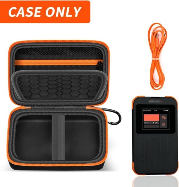 Hard Case Compatible with SIMO Solis 5G WiFi Mobile Hotspot, Travel Router for Hotel WiFi Storage Holder Bag with Mesh Pocket for Charger USB Cable and Accessories (Box Only) - Black - Image 2