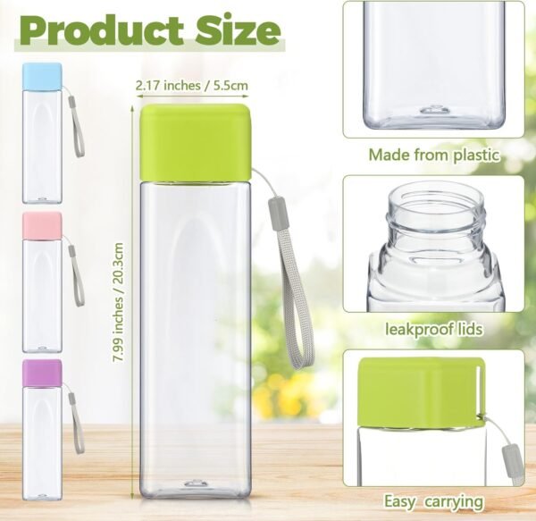 20 Pieces Water Bottle Bulk 17 oz Plastic Sports Water Bottles Reusable Leak Proof Portable Drink Bottles Large with Leak Proof Lid for Outdoor School Fitness for School Classroom - Image 2