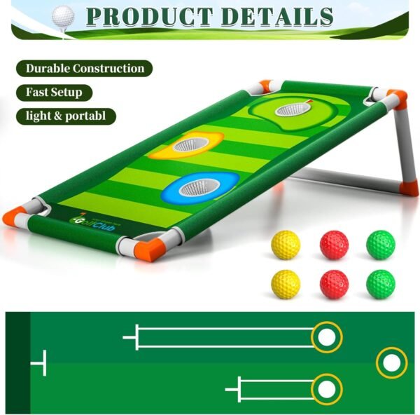 Doloowee Kids Golf Clubs, 2 in 1 Toddler Golf Set with Golf Board, Putting Mat, 6 Balls, Indoor Outdoor Sport Toys Birthday Gifts for Boys Girls 3 4 5 6 Years Old - Image 4