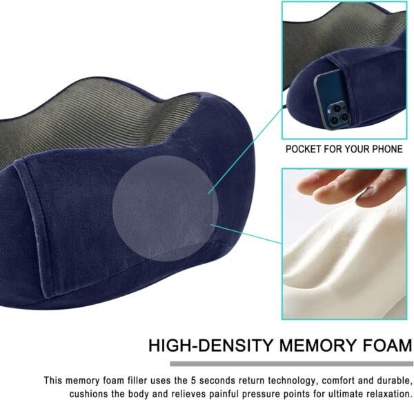 Travel Pillow for Airplane-2 Pack Memory Foam Neck Pillows, Soft & Support Travel Essentials for Travelling, Sleeping Rest, Car, Train and Home Use(Grey&Blue) - Image 4