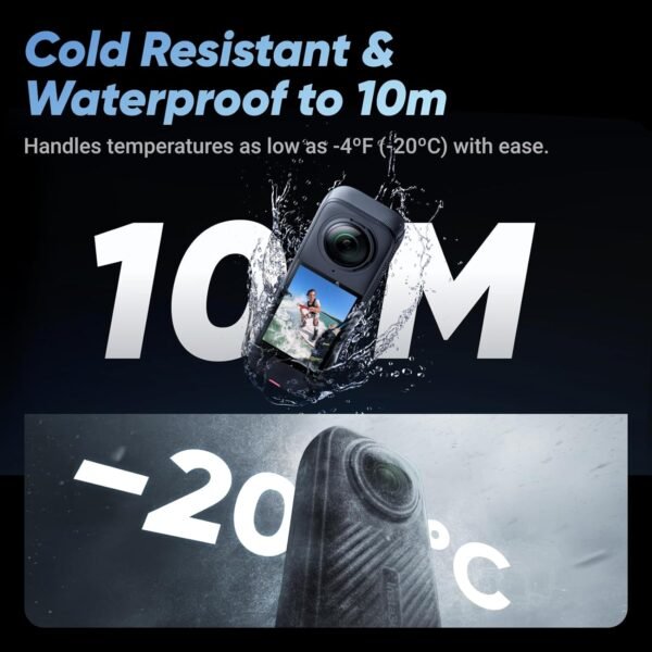 Insta360 X4 - Waterproof 8K 360 Action Camera, 4K Wide-Angle Video, Invisible Selfie Stick Effect, Removable Lens Guards, 135 Min Battery Life, AI Editing, Stabilization, for Sports, Travel, Outdoor - Image 7