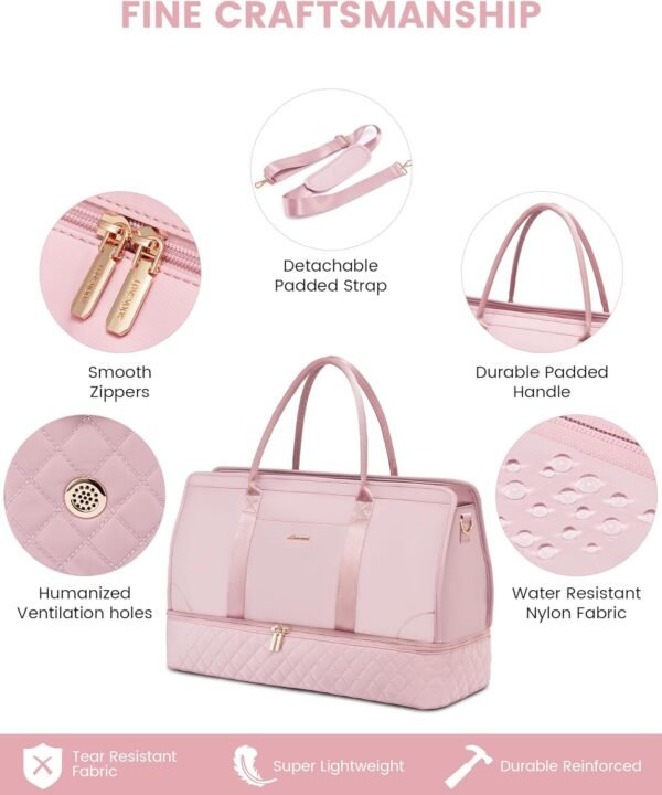 LOVEVOOK Weekender Bags for Women Travel Duffle Bag with Shoe Compartment, Carry on Overnight Bag 3 Pcs Set - Image 5
