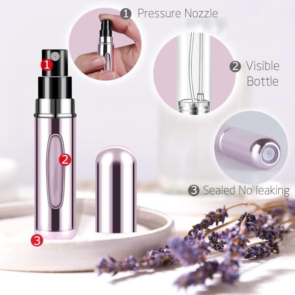 Refillable Mini Perfume Atomizer Bottle，Portable Separate Bottles，Travel and Outings Spray Boxes Dispensers 5ml/0.2oz (Bright pink) - Image 4
