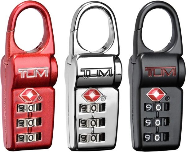 TUMI - Travel Accessories Luggage Locks - Set of 3 TSA-Approved Lock - Black/Red/Silver