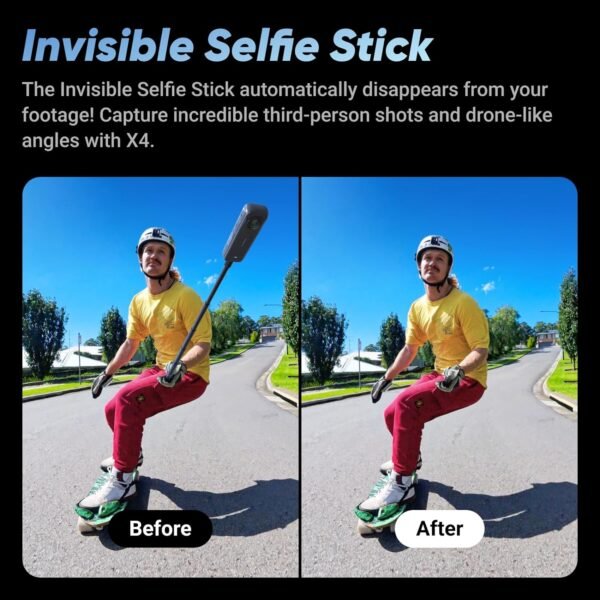 Insta360 X4 - Waterproof 8K 360 Action Camera, 4K Wide-Angle Video, Invisible Selfie Stick Effect, Removable Lens Guards, 135 Min Battery Life, AI Editing, Stabilization, for Sports, Travel, Outdoor - Image 3
