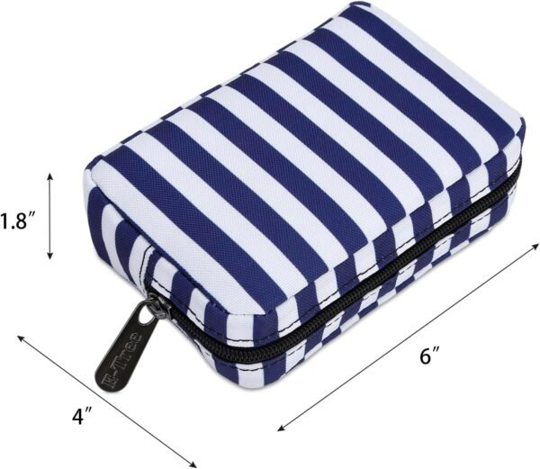 E-Tree 7 inch Canvas Zippered Small Bag, Mini Travel Makeup Carrying Case, Cosmetic Bag, Portable Electronics Accessories Organize, Little Pouch for Purse, Stripe - Image 5