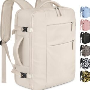 Travel Backpack for Women Men Waterproof Laptop Backpack Airlines Approved Carry On Backpack Bag Computer Bookbag for Business, Work, Traveling Fits 15.6 Inch Laptop(Beige)