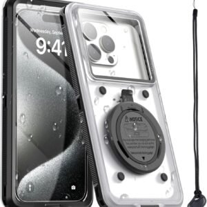 AICase Waterproof Phone Case,Universal Self-Check Function Underwater Pouch Dry Bag Beach Travel Essentials Snorkeling Case for iPhone 15 14 13 11 12/Samsung S24/LG,Google/Xiaomi/Nokia/Motorola Black