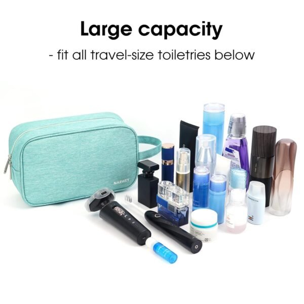 Narwey Travel Toiletry Bag for Women Traveling Dopp Kit Makeup bag Organizer for Toiletries Accessories Cosmetics (Mint Green) - Image 4