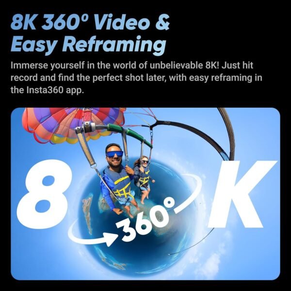 Insta360 X4 - Waterproof 8K 360 Action Camera, 4K Wide-Angle Video, Invisible Selfie Stick Effect, Removable Lens Guards, 135 Min Battery Life, AI Editing, Stabilization, for Sports, Travel, Outdoor - Image 2