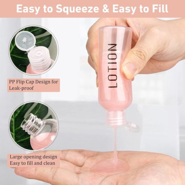 Travel Bottles for Toiletries 6 Pack 3.4oz TSA Approved Travel Size Containers Leak Proof Travel Shampoo Bottles Squeezable Empty Plastic Toiletry Bottles Small Travel Essentials(Clear) - Image 2