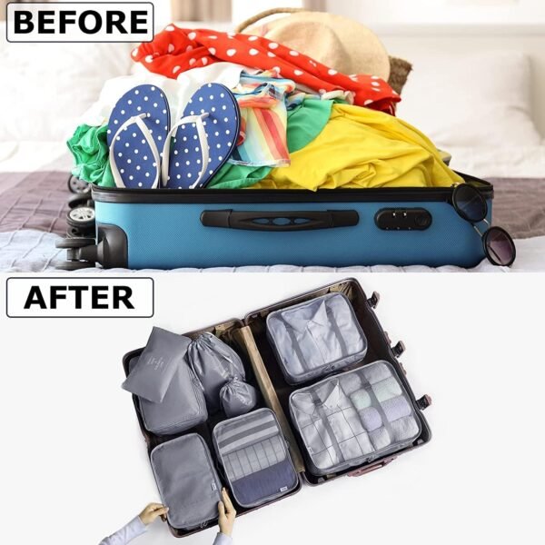 8 Set Packing Cubes for Suitcases Travel Luggage Packing Organizers,Travel Essentials Luggage Organizer for Travel Accessories Shoe Bag Tioletry Bag Laundry Bag（Grey） - Image 2