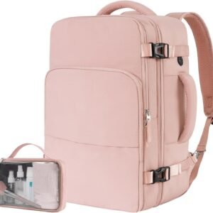 Travel Backpack, Carry On Backpack for Women, Airline Approved Personal Item Bag, Lightweight Weekender Bag, Laptop Backpack Hiking Business Casual Gym Daypack, Pink