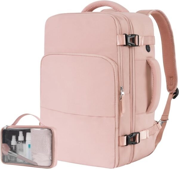 Travel Backpack, Carry On Backpack for Women, Airline Approved Personal Item Bag, Lightweight Weekender Bag, Laptop Backpack Hiking Business Casual Gym Daypack, Pink