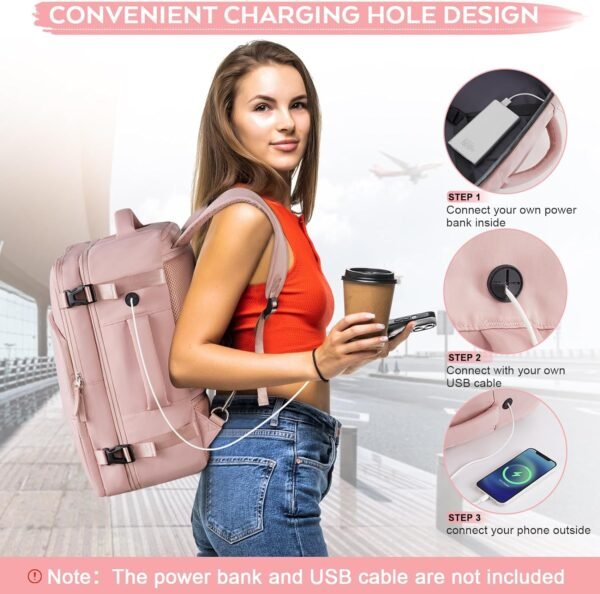 Travel Backpack for Women, Personal Item Bag for Airlines, Lightweight Carry On Backpack, Casual Hiking Work Gym College Weekender Bag Daypack, Laptop Backpack, Pink - Image 4