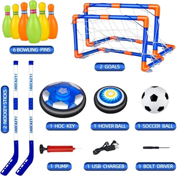 Hover Soccer Ball for Kids, 4-In-1 Air Floating Soccer Toy Set, Rechargeable Hover Soccer & Hockey Ball with LED Light, Indoor Outdoor Toys for Kids, Sport Toys for Boys Girls 3 4 5 6 7 8-12 Years Old - Image 7