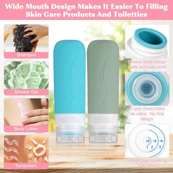 26 Pack Travel Size Toiletries Travel Bottles Tsa Approved Travel Essentials for Women Travel Size Containers Silicone Leak Proof Toiletry Bottle Travel Accessories - Image 3