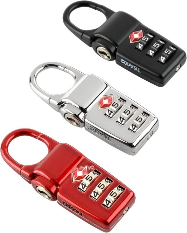 TUMI - Travel Accessories Luggage Locks - Set of 3 TSA-Approved Lock - Black/Red/Silver - Image 2