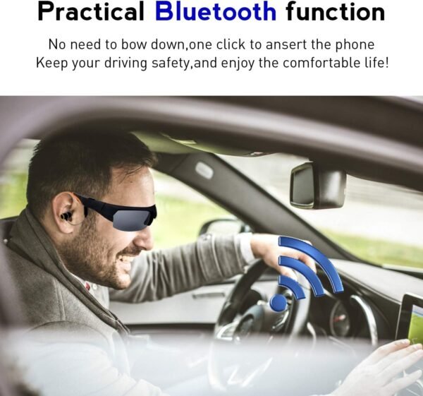 Bluetooth Camera Sunglasses for Men HD 1080P Video Recorder Camera with UV Protection Polarized Lens for Outdoor Sports Built-in 32GB Memory Card - Image 3