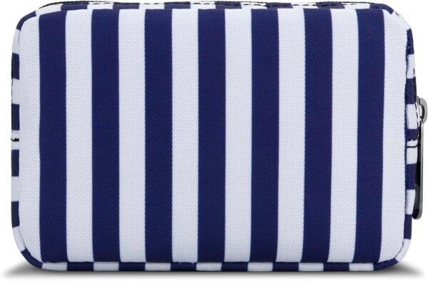 E-Tree 7 inch Canvas Zippered Small Bag, Mini Travel Makeup Carrying Case, Cosmetic Bag, Portable Electronics Accessories Organize, Little Pouch for Purse, Stripe - Image 2