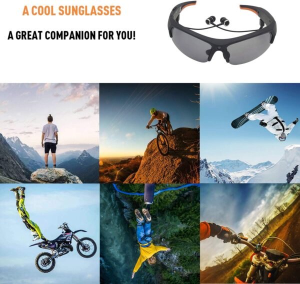 Bluetooth Camera Sunglasses for Men HD 1080P Video Recorder Camera with UV Protection Polarized Lens for Outdoor Sports Built-in 32GB Memory Card - Image 2