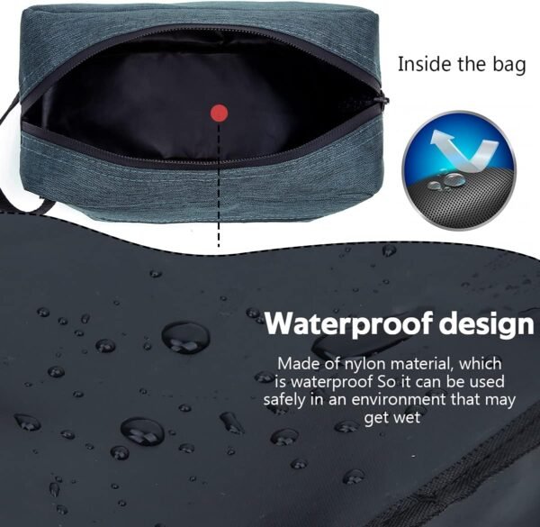FUNSEED Travel Toiletry Bag for Women and Men, Water-resistant Shaving Bag for Toiletries Accessories, Foldable Storage Bags with Divider and Handle for Cosmetics Toiletries Brushes Tools (Gray) - Image 2