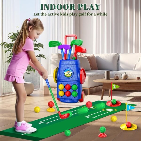 Doloowee Kids Golf Clubs, 2 in 1 Toddler Golf Set with Golf Board, Putting Mat, 6 Balls, Indoor Outdoor Sport Toys Birthday Gifts for Boys Girls 3 4 5 6 Years Old - Image 8