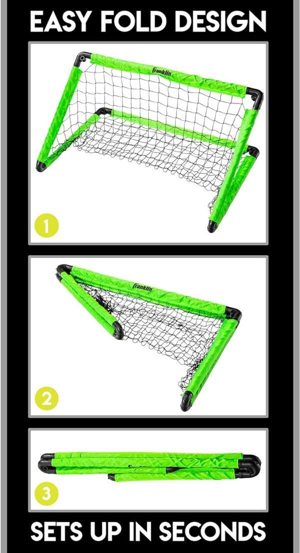 Franklin Sports Kids Mini Soccer Goal Set - Backyard + Indoor Mini Net and Ball Set with Pump - Portable Folding Youth Soccer Goal Set - Perfect Kids Toy Soccer Goal Set - 36" x 24" - Image 5