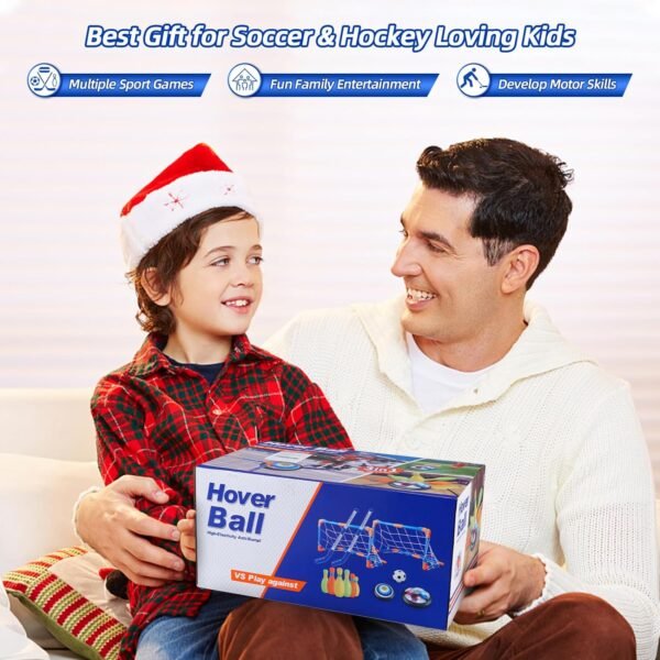 Hover Soccer Ball for Kids, 4-In-1 Air Floating Soccer Toy Set, Rechargeable Hover Soccer & Hockey Ball with LED Light, Indoor Outdoor Toys for Kids, Sport Toys for Boys Girls 3 4 5 6 7 8-12 Years Old - Image 9