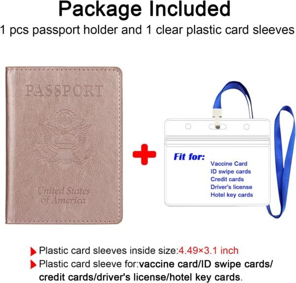 TIGARI Passport Holder Wallet, and Vaccine Card Combo, Slim Travel Accessories Bag for Women Men, Leather Cover Protector with Waterproof Slot - Image 2