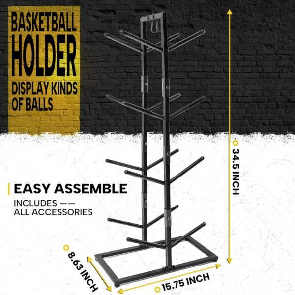 GENMOUS Double Side Metal Basketball Holder for Boys Room Decor - Image 4