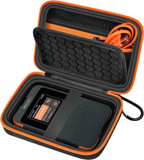 Hard Case Compatible with SIMO Solis 5G WiFi Mobile Hotspot, Travel Router for Hotel WiFi Storage Holder Bag with Mesh Pocket for Charger USB Cable and Accessories (Box Only) - Black