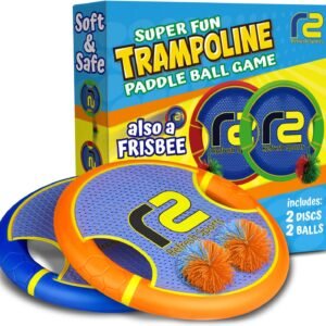 Fun Bouncy Paddle & Stringy Ball Toss & Catch Game - Easy to Use for Kids All Ages - Also Works as Frisbee - Soft Foam Design for Safe Play Indoors or Outdoors - Great Toy Gift Idea for Boys & Girls
