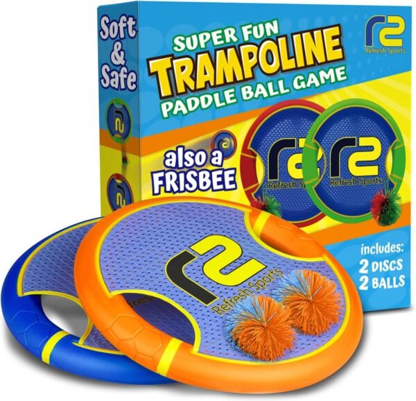 Fun Bouncy Paddle & Stringy Ball Toss & Catch Game - Easy to Use for Kids All Ages - Also Works as Frisbee - Soft Foam Design for Safe Play Indoors or Outdoors - Great Toy Gift Idea for Boys & Girls