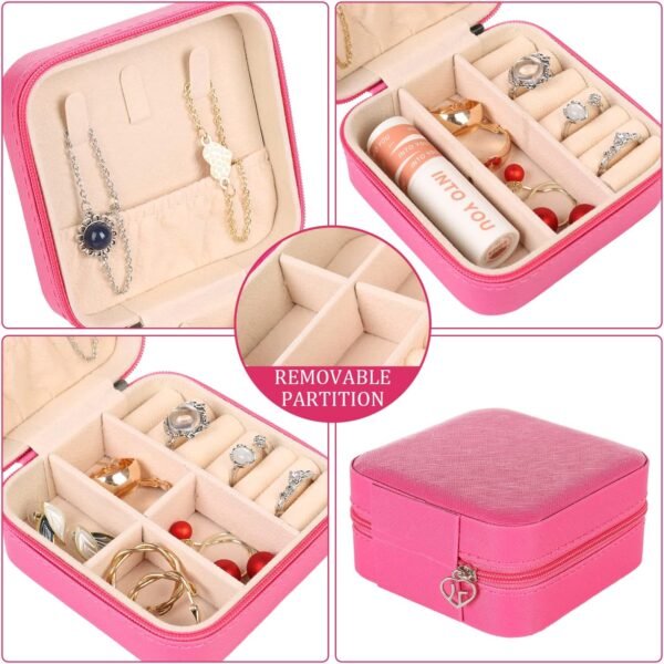 KElofoN Travel jewelry Organizer Travel jewelry case Travel Jewelry box Small Jewelry Organizer Box for Girls Women(1, Rosy) - Image 5