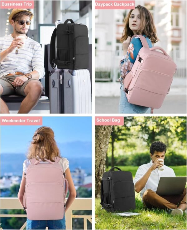 Travel Backpack, Carry On Backpack for Women, Airline Approved Personal Item Bag, Lightweight Weekender Bag, Laptop Backpack Hiking Business Casual Gym Daypack, Pink - Image 7