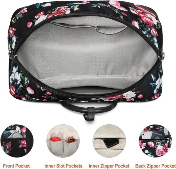 Weekender Bags for Women, Large Overnight Bag Canvas Travel Duffel Bag Carry On Tote with Shoe Compartment 21" 3Pcs Set - Image 5