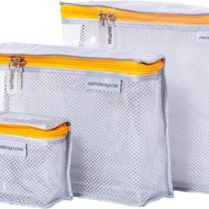 MUMI Leak Proof Travel Toiletry Bag Set of 3 - Orange