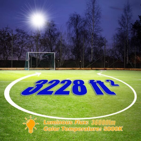 Juyace 36000lm LED Parking lot Lights Dusk to Dawn Stadium Flood Light Outdoor Commercial 5000K IP65 100-277V 240W for Sports Fields Court Arena Security Area(3 Pack) - Image 2